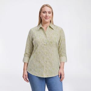 Plus Size Emily Daniels 3/4 Stripe Sleeve Paisley Button Down